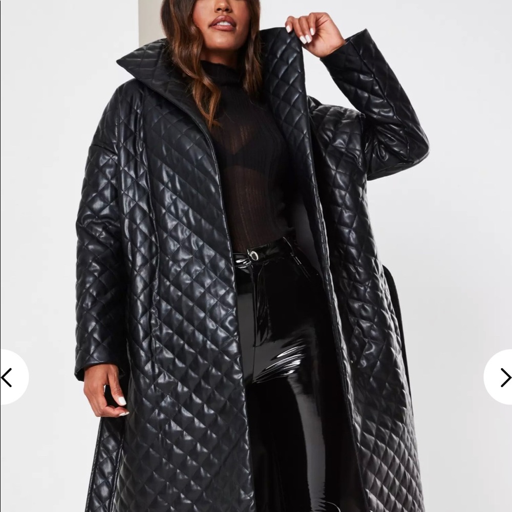 Misguided faux leather coat